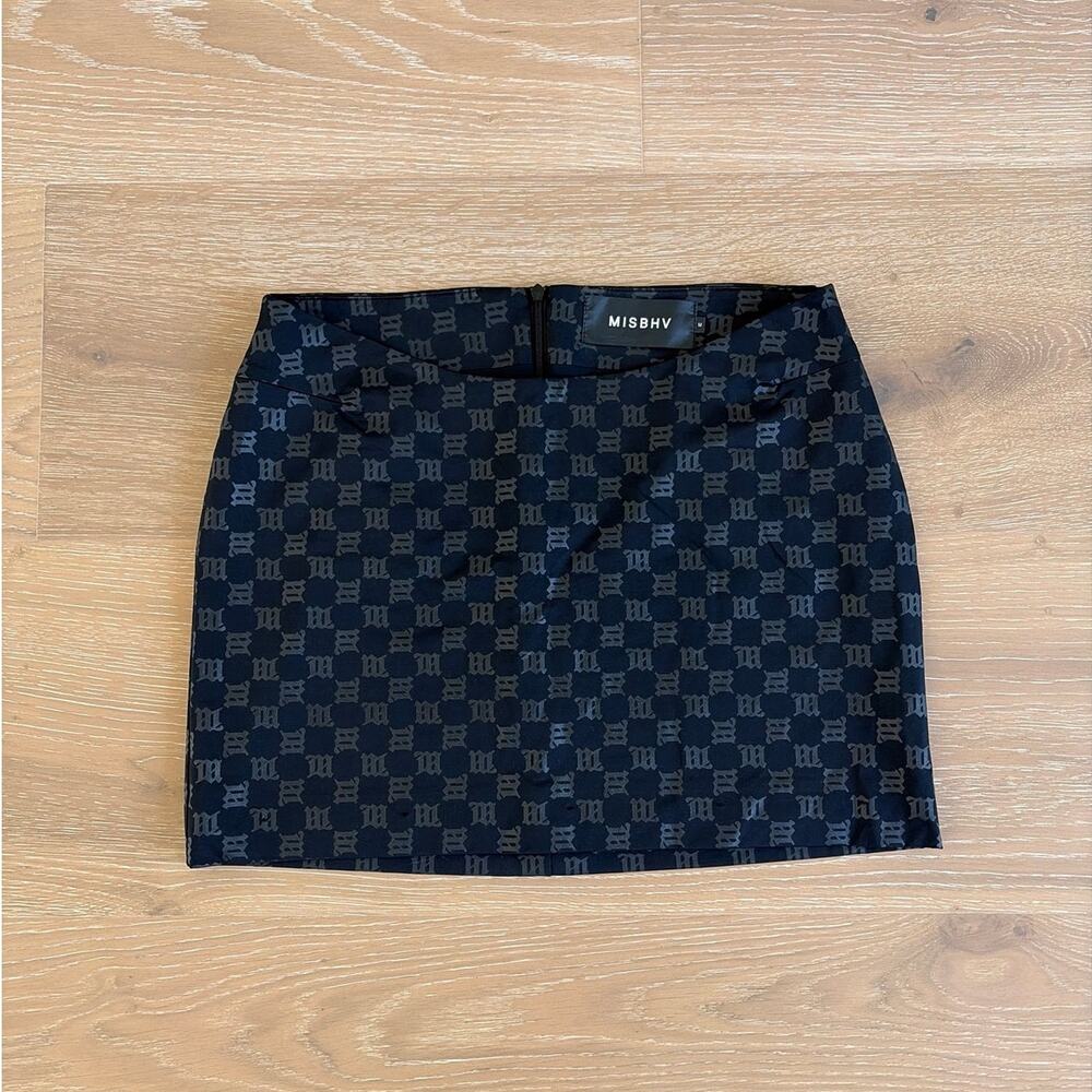 MISBHV Monogram Mini Skirt Size M Black